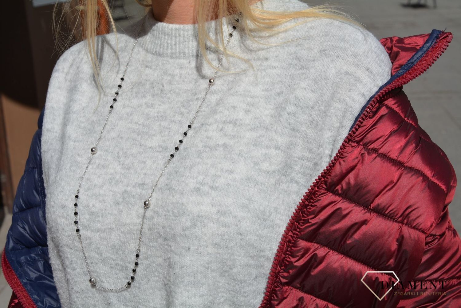 Naszyjnik srebrny długi z koralikami Dall'Acqua C RM 20432 0135.JPG